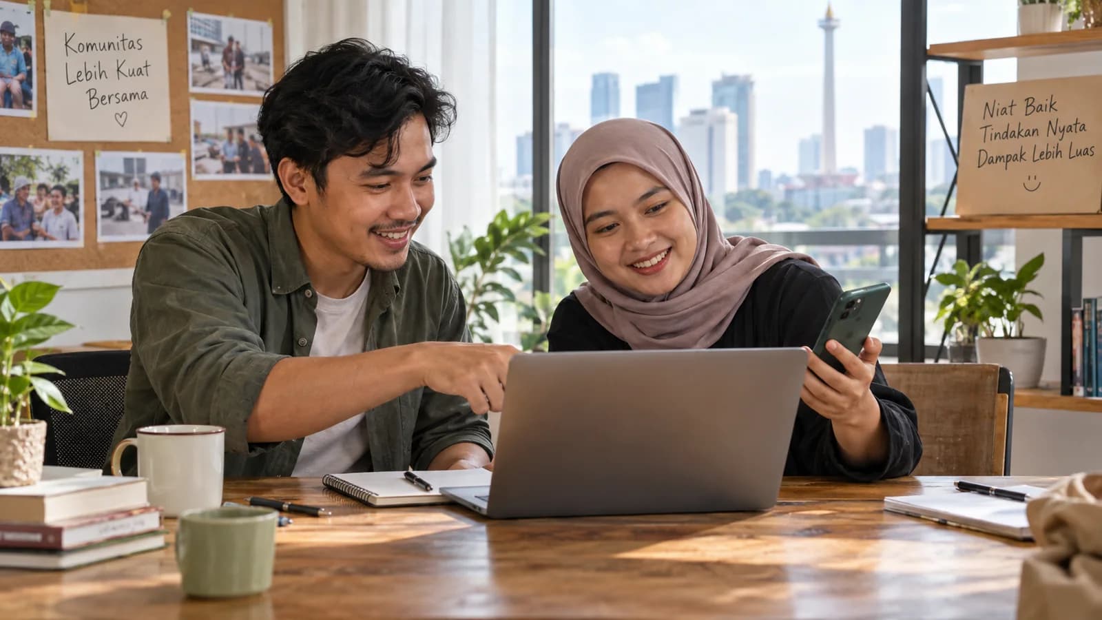 Ilustrasi menyiapkan informasi Kotak Dana untuk calon donatur online