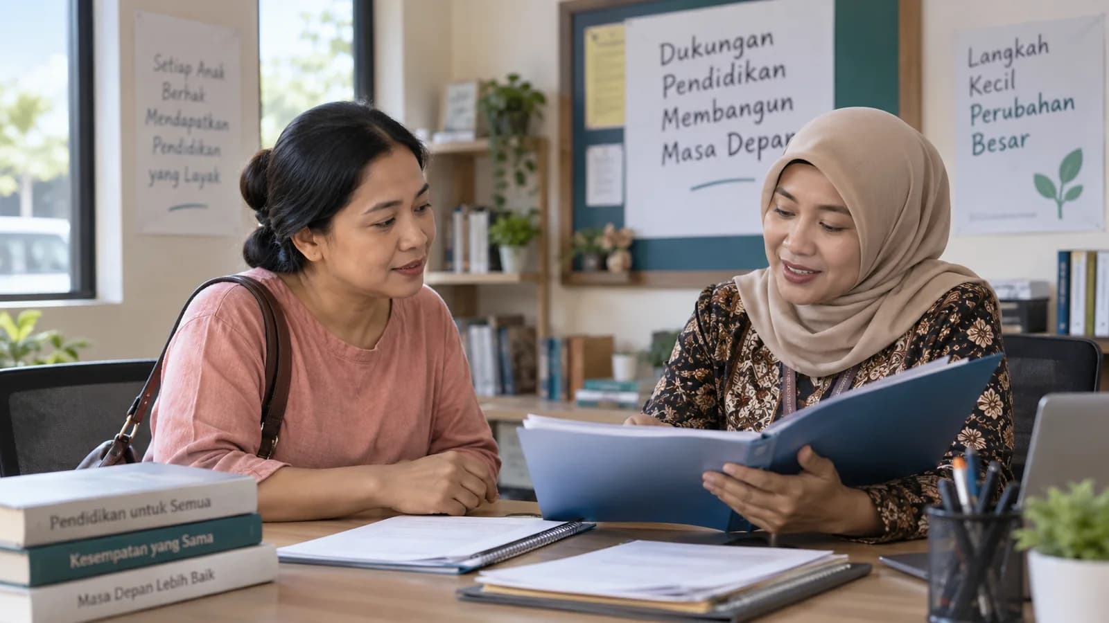 Ilustrasi keluarga menyiapkan kebutuhan biaya sekolah anak